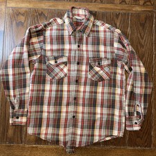 VTG Frostproof Flannel Button Up Shirt USA Made Blue Cotton Plaid Medium READ