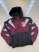 Vtg Apex One Puffer Jacket Texas A&M Aggies Shark Tooth NCAA Full Zip Hooded 90s