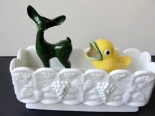 2 Lot Vintage Ceramic Plant Watering Spikes Deer, Bird