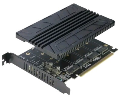 Quad Nvme Pcie Adapter,  4-Port Nvme to Pci-E 4.0/3.0 X16 Expand Controller 