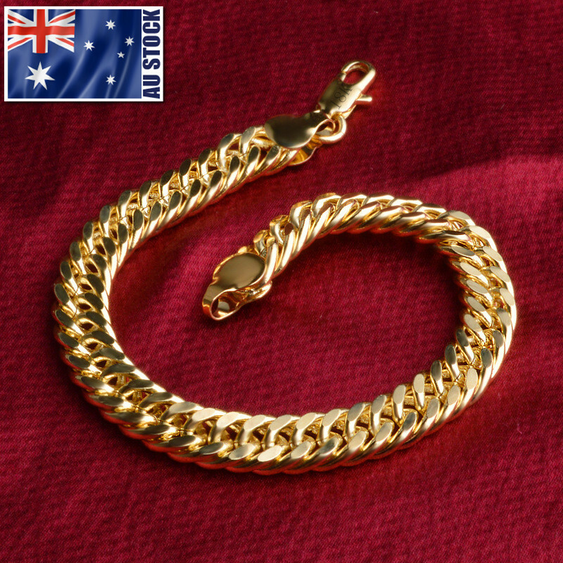 Stunning 18K Gold Plated 6MM Curb Chain Solid Link Bracelet Mens & Womens Gift