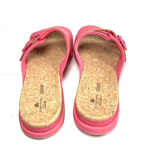 Clarks Shoes Women’s 11W Pink Sandals Step June Sun Slides Berry Leather - Picture 8 of 12