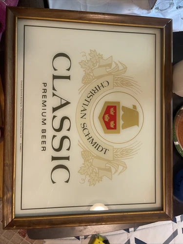 Vintage 1982 Christian Schmidt Classic Premium Beer Lighted Sign - 19 .5x15.5x1