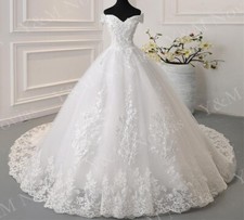 Plus Size Wedding Dresses Off Shoulder Tulle Appliques A Line Bridal Gowns Train
