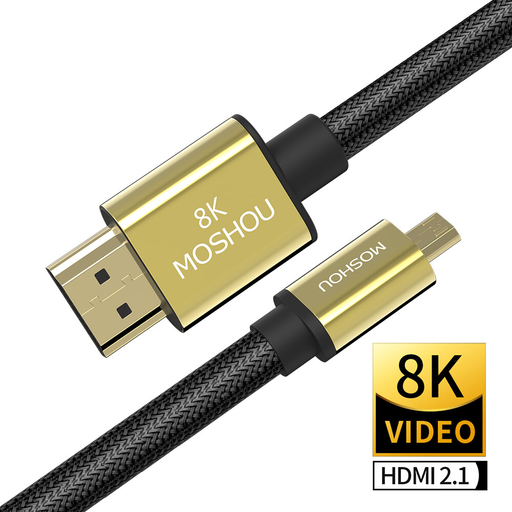 Moshou 8K Micro HDMI to HDMI Cable Male to Male 3D 1080P Version for  Tablet