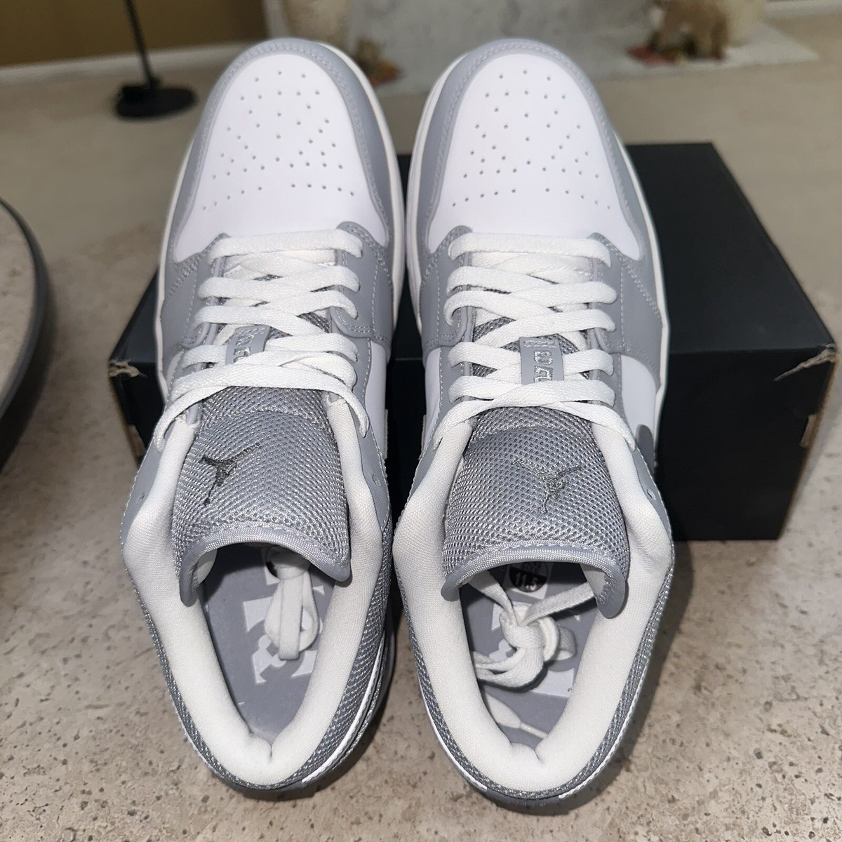 New Jordan 1 Low White Cool Gray Wolf 553558-106 Men's Size