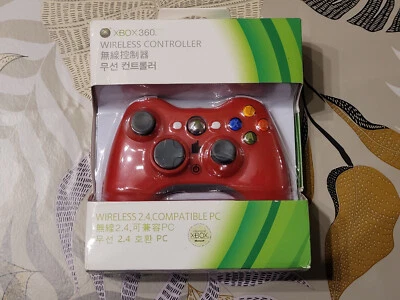 BLISTER OFFICIEL MICROSOFT XBOX 360 MANETTE SANS FIL ROUGE WIRELESS CONTROLLER - Photo 1/4