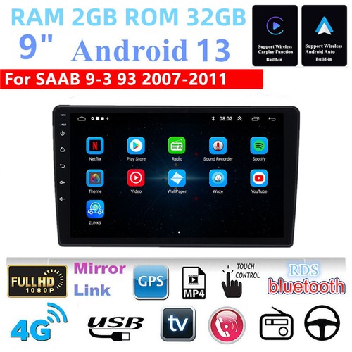 Reproductor de radio estéreo para automóvil 2DIN apto para unidad principal SAAB 9-3 93 2007-2011 SWC AUX - Imagen 2 de 24