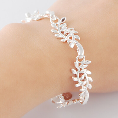 925 Sterling Silver Ladies Twig Link Bracelet Chain Fashion Jewelry Accessories