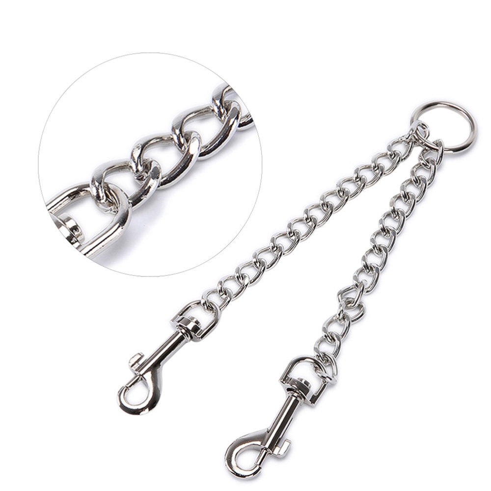 Confezione 2 Accessori Per Passeggio Cani Addestramento Guinzaglio Corda Ferro Catena Traino Cavo foto 2