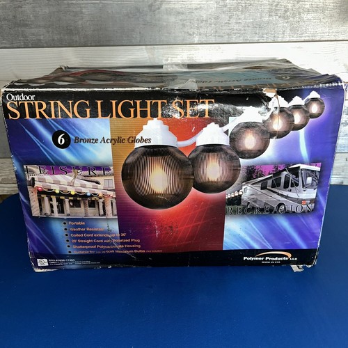 Patio/RV Polymer Six Bronze Globes String Lights