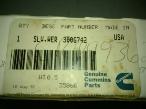 NOS N14 Cummins Front Crank 3006742 Speedy Sleeve  Wear Ring