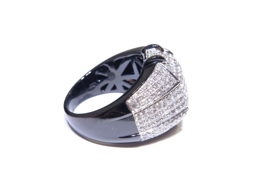 Mens 10k White Gold Black Rhodium 3.04ct White Diamond Prong Set Ring - Picture 3 of 6
