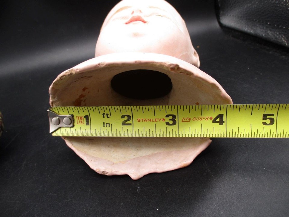 24" Antique Papier Mache Head Doll + German Minerva Tin Head PARTS