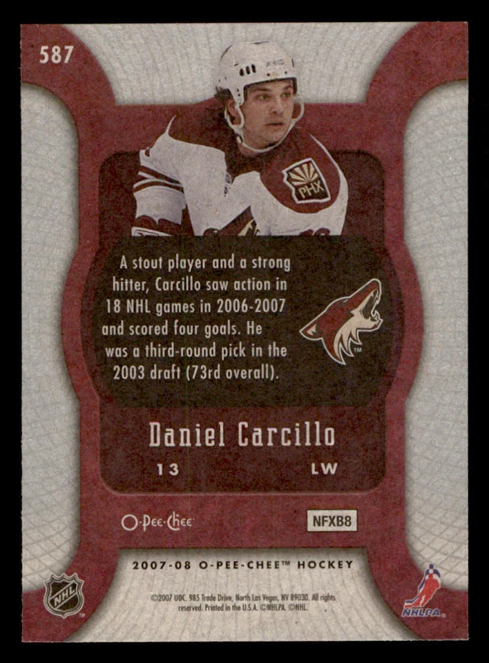 2007-08 O-Pee-Chee #587 Daniel Carcillo RC - Image 2 of 2