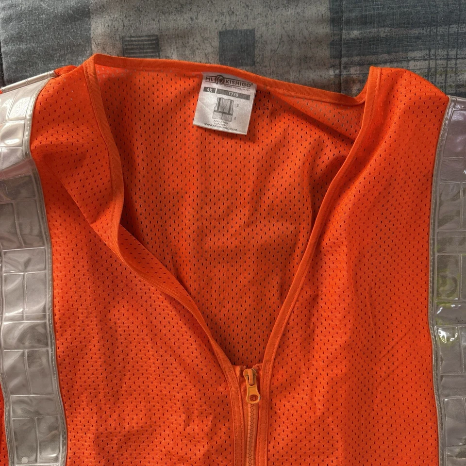 ML Kishigo Orange Sleeveless Reflective Safety Vest Size 4X - Image 3 of 4