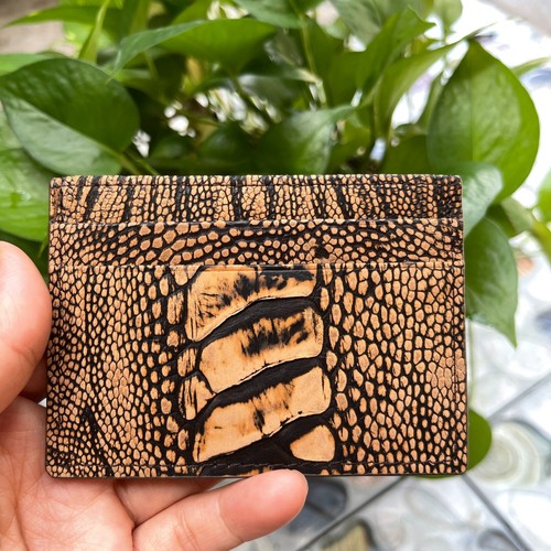 OSTRICH Leather SKIN Credit Card Holder DOUBLE SIDE Genuine OSTRICH Brown - Picture 13 of 16