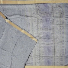 Namaste Vintage Gray Sarees 100% Pure Silk Printed Indian Sari 5YD Craft Fabric