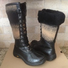 UGG Adirondack Tall Black Ombre Waterproof Leather Fur Snow Boots Size 6.5 Women