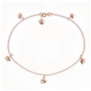 Authentic 14K Rose Gold Plated Elephant Jingle Bell Charm Sterling Silver Bracelet