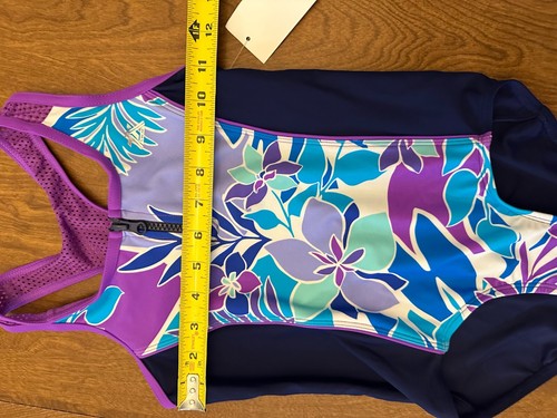 ZeroXposur Swim Suit Girl Small 7-8 Floral Purple One Piece Swimming Bathing - Picture 6 of 9