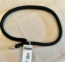 New Coastal Pet brand Round Nylon Slip Training Collar, Black 22" x 3/8"