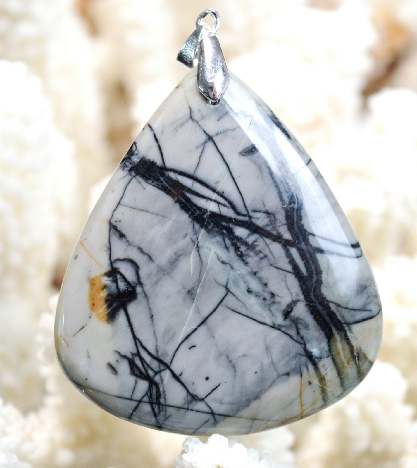 Pendentif en Jaspe Picasso 119 Carats - Cabochon en Pierre Naturelle USA AH30