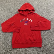 VTG Hollister Hoodie Womens L Red Pullover Sweater Sweatshirt Thermal Hood Y2K