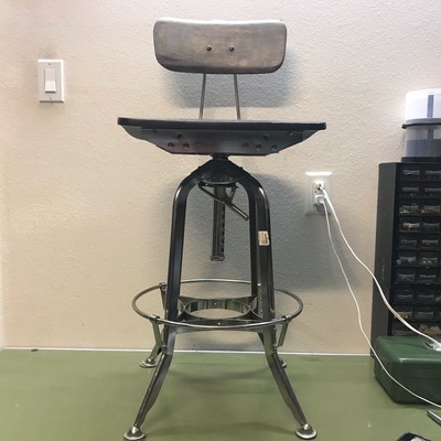 Restoration Hardware Toledo Drafting Chair Retro Stool Vintage Llight Brown Ebay