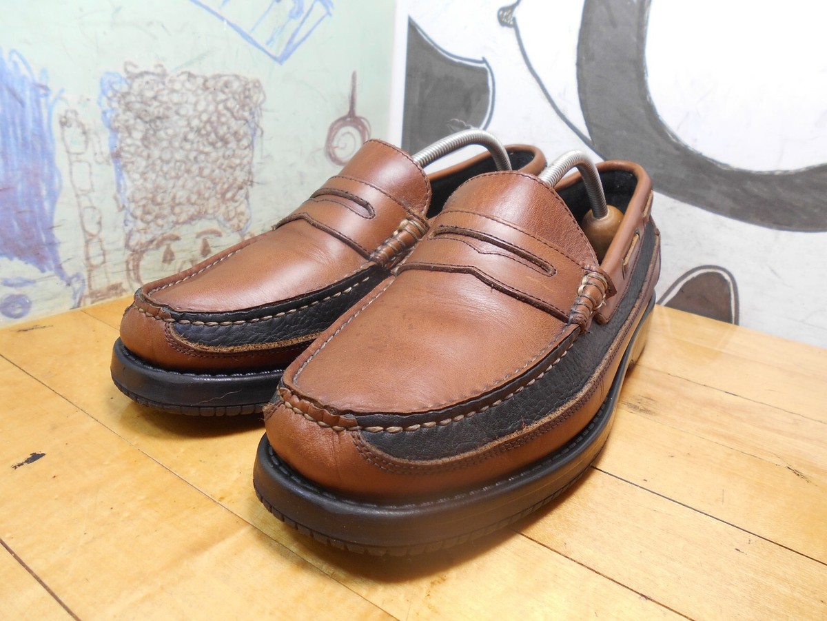 Bass Brown Leather Penny Loafer Boat Shoes Men display picture 2