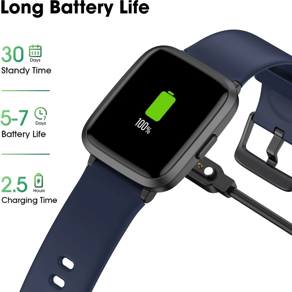 Rastreador de Ejercicios, Reloj de Ejercicios con Oxígeno en Sangre, Monitor de Presión Arterial - Azul Foto 2 de 4