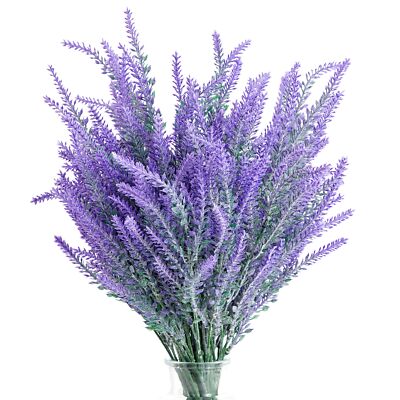 12 Bundles Artificial Lavender Flowers for Faux Bouquets, Fake Wild Stems, 14x2''