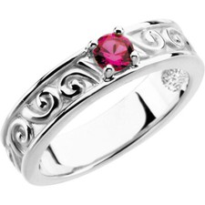 Sterling Silver 1 Round Birthstone Ring