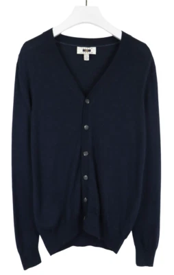 Cardigan Bleu En Laine Pure De Merino Pour Homme Taille L - Photo 1/4