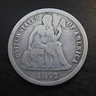 USA 1877‑CC Seated Liberty Dime • Carson City Silver Coin • Genuine 2.4g