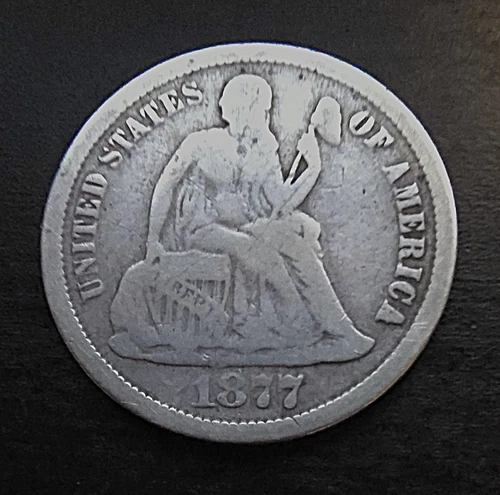 USA 1877‑CC Seated Liberty Dime • Carson City Silver Coin • Genuine 2.4g