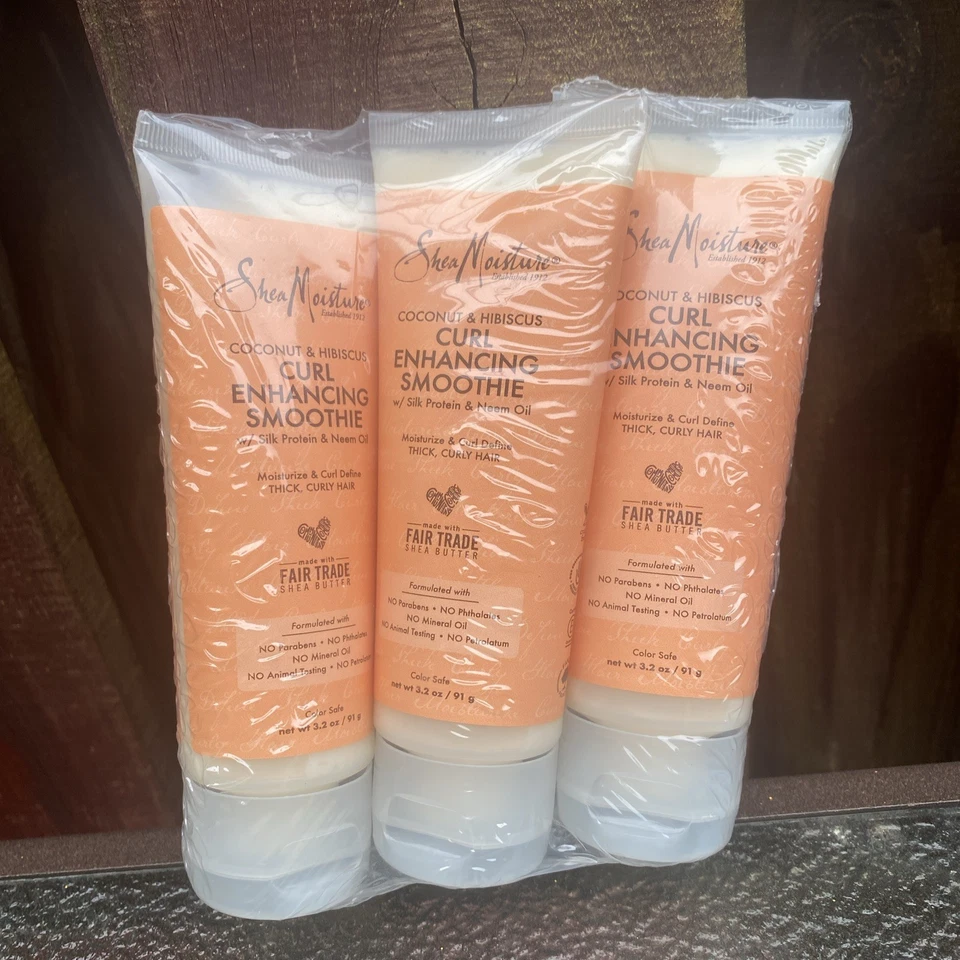 Paquete de 3 batidos potenciadores de rizos de coco e hibisco Shea Moisture tubo de 3,2 oz Ea Foto 2 de 4