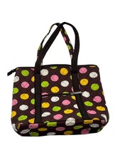 Bliss Quilted Cotton 11.5" X 9.5" Tote Bag Brown Polka Dot Vera Bradley