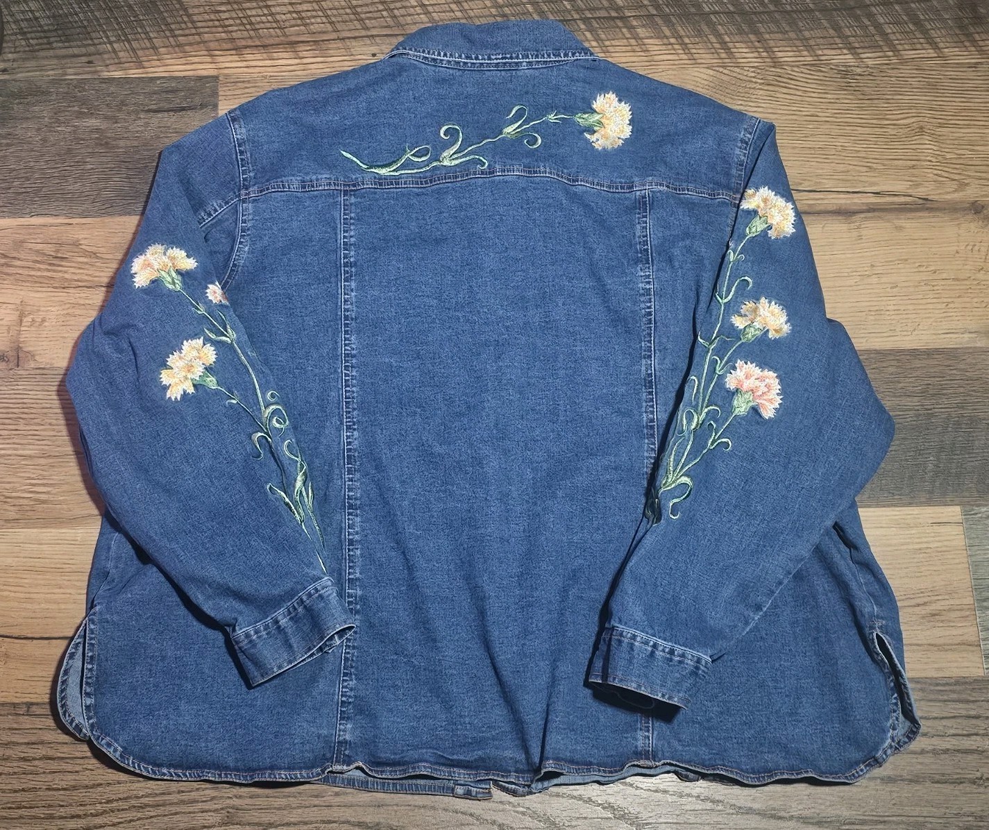 Bob Mackie Wearable Art Denim Shirt Embroidered F… - image 8