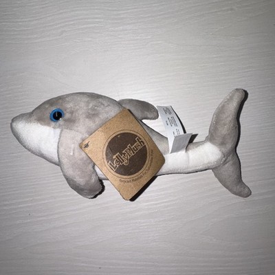 The Petting Zoo Dolphin 10  Long Plush Gray + White Blue Eyes NWT