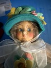 Vintage 15” Lenci Felt Doll,  Painted Face with Dress And Bonnet — photo 1
