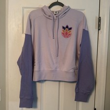 adidas Originals Women's Crop Hoodie Purple / Lavender M Oversized Fit 