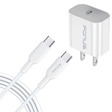 20W PD Home Charger Fast Type-C 6ft Long Cable Quick Power for Smart Phones