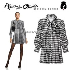 Alice + Olivia Rowen Houndstooth Bow Mini Dress - 150th Anniversary Exclusive S