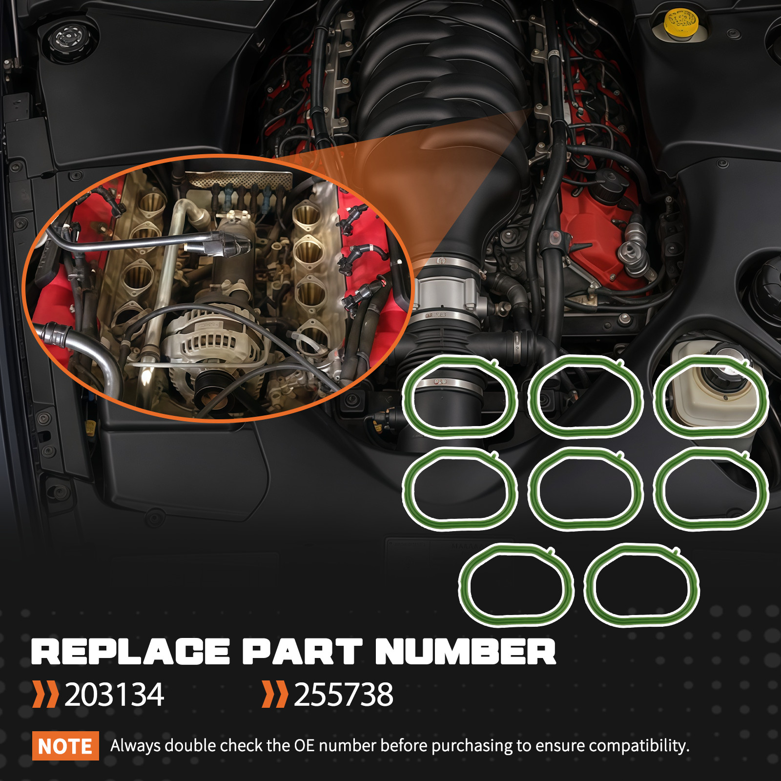 Maserati Quattroporte 2005-2019 Intake manifold gaskets Set P/N 255738