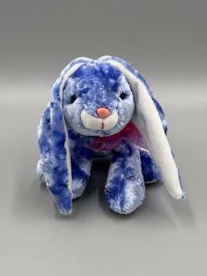Dan Dee Blue Bunny Rabbit Plush 9  Stuffed Shiny Animal W/ Ribbon Bow
