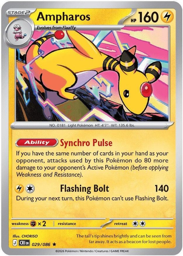 Pokemon Ampharos (29/126) Chaos Rising NM REVERSE HOLO
