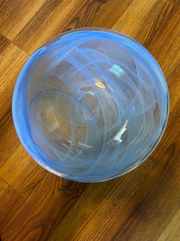 ARDA/Kosta Boda Bowl Blue Swirl. 11 3/4 inch diameter