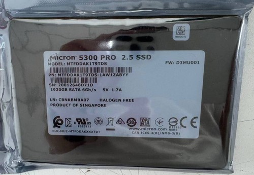 1.92TB Micron 5300 PRO SSD SATA 2.5" Server Data Center MTFDDAK1T9TDS D3MU001