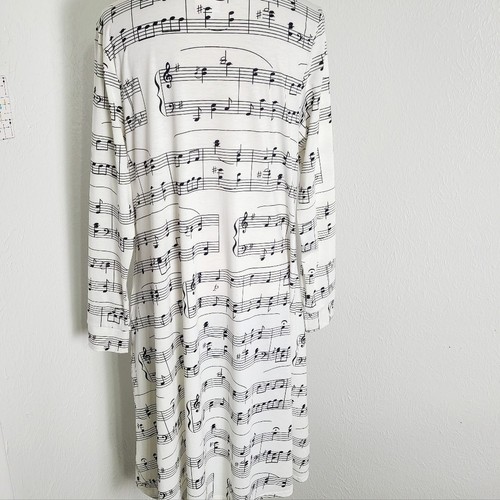 LuLaRoe White & Black Shift Dress with Musical Notes, Big Pockets, Size Large - Picture 7 of 9